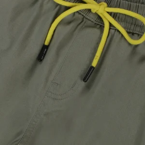 Gini And Jony Boys Olive Solid Cotton Bermuda Elasticated