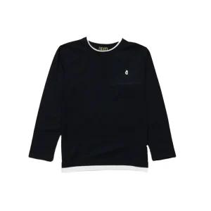 Gini And Jony Boys Black Brand Logo Cotton T-Shirt Full Sleeves