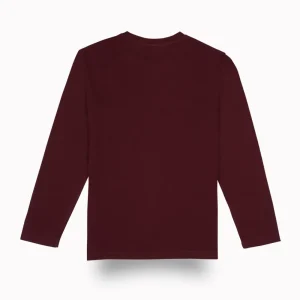 Gini And Jony Boys Maroon Typographic Print Cotton T-Shirt Full Sleeves