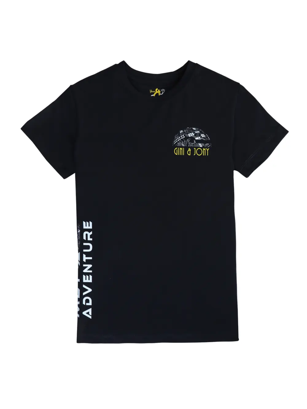 Gini And Jony Boys Navy Blue Digital Print Cotton Single Jersey T-Shirt Half Sleeves