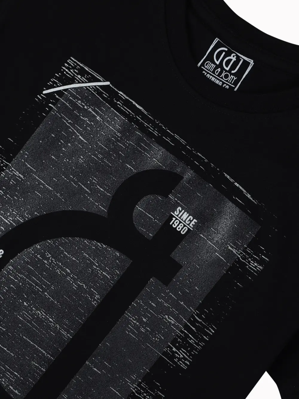 Gini And Jony Boys Black Graphic Print Cotton T-Shirt Half Sleeves