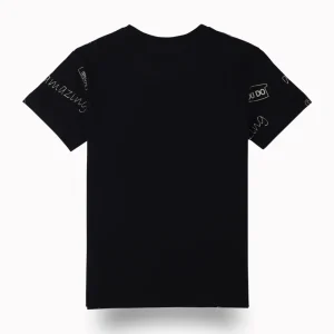 Gini And Jony Boys Black Typographic Print Cotton T-Shirt Half Sleeves