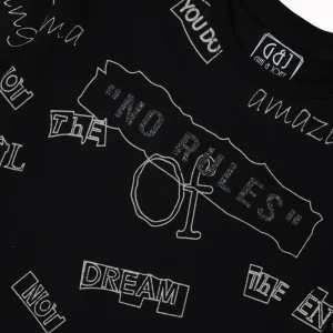 Gini And Jony Boys Black Typographic Print Cotton T-Shirt Half Sleeves