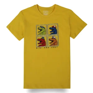Gini And Jony Boys Yellow Graphic Print Cotton T-Shirt Half Sleeves