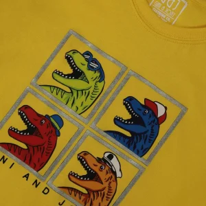 Gini And Jony Boys Yellow Graphic Print Cotton T-Shirt Half Sleeves