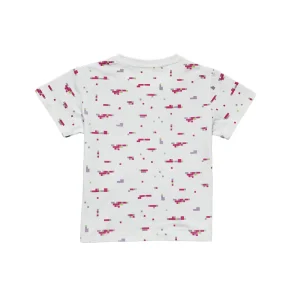 Gini And Jony Girls White Pixel Print Cotton Knits Top Half Sleeves 9-10 Years