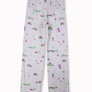 Gini And Jony Girls White Pixel Print Cotton Track Pant Elasticated