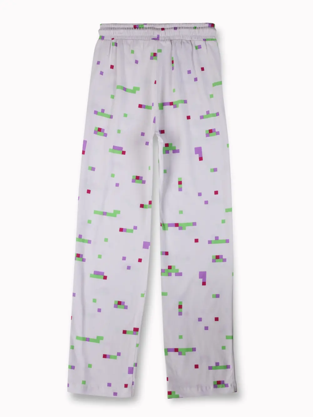 Gini And Jony Girls White Pixel Print Cotton Track Pant Elasticated