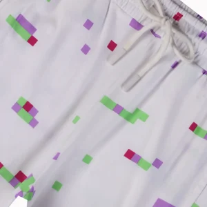 Gini And Jony Girls White Pixel Print Cotton Track Pant Elasticated