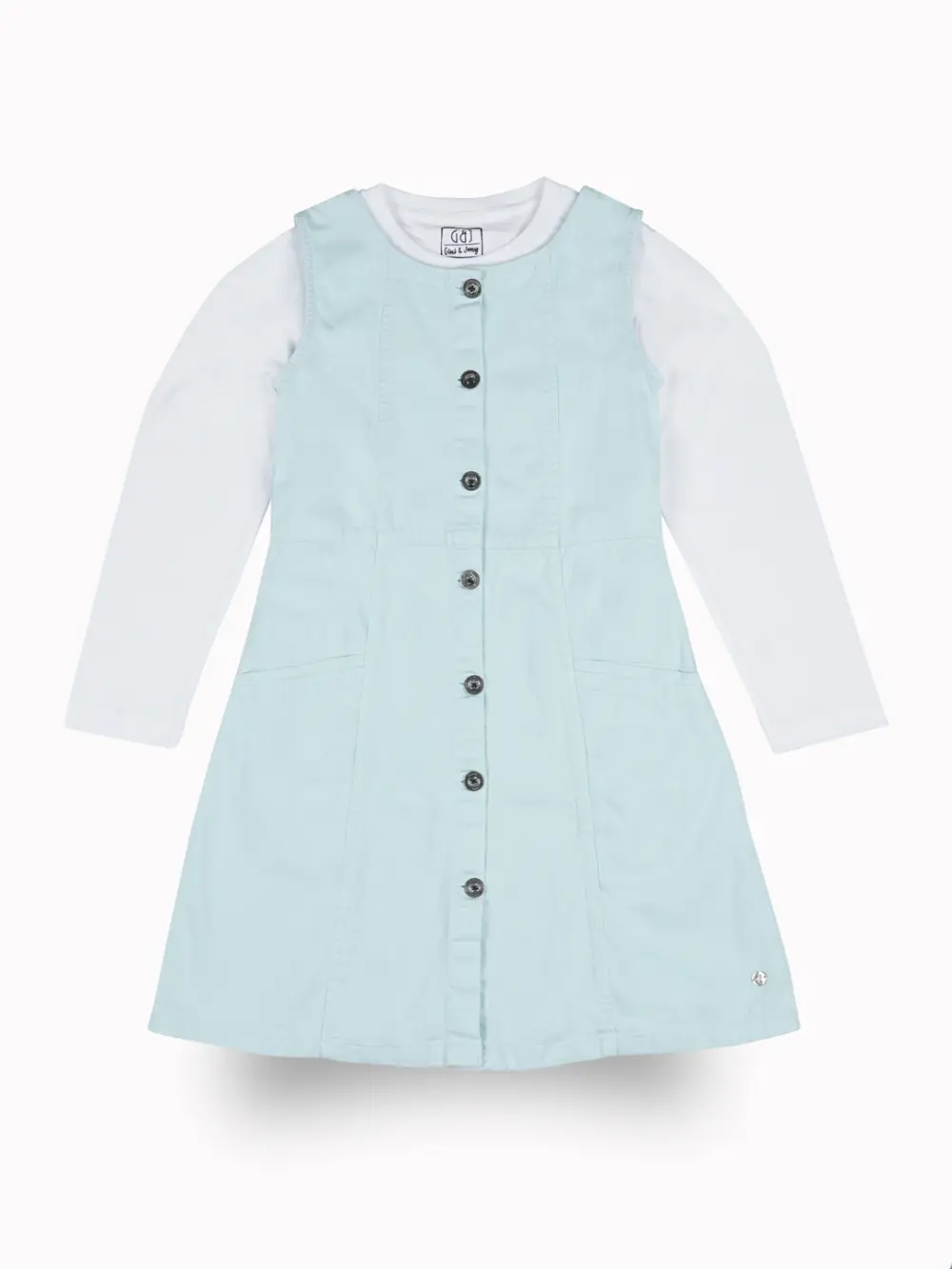 Gini And Jony Girls Blue Solid Cotton Dungree Full Sleeves