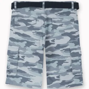 Gini And Jony Boys Blue Camouflage Cotton Bermuda Fixed Waist