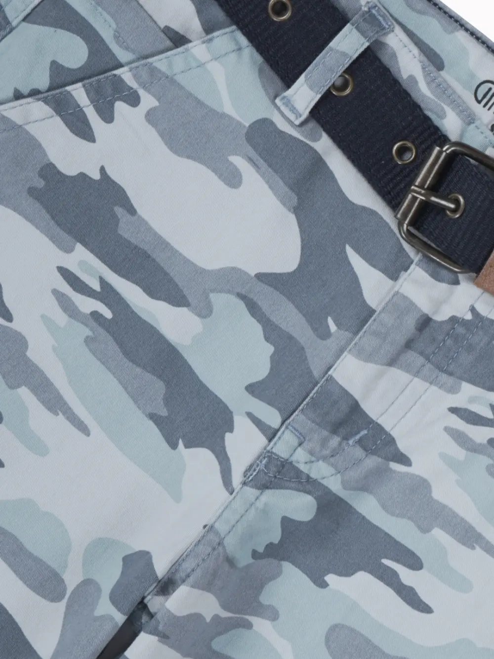 Gini And Jony Boys Blue Camouflage Cotton Bermuda Fixed Waist