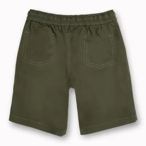 Gini And Jony Boys Olive Solid Cotton Bermuda Elasticated