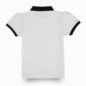 Gini And Jony Girls White Color Block Cotton Knits Top Half Sleeves 9-10 Years