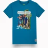Gini And Jony Boys Blue Digital Print Cotton T-Shirt Half Sleeves