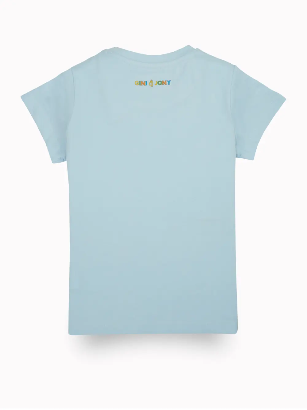 Gini & Jony Girls Blue Cotton Printed Crew Neck Half Sleeve Top