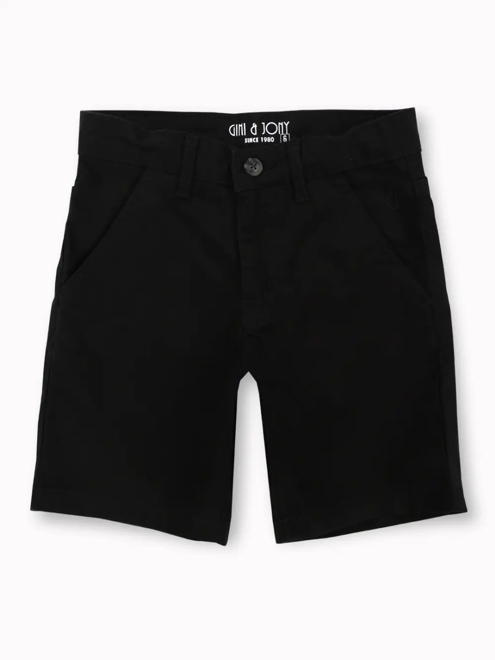 Gini And Jony Boys Black Solid Cotton Bermuda Fixed Waist