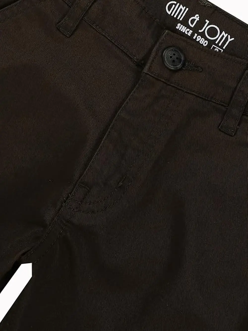 Gini And Jony Boys Olive Solid Cotton Fixed Waist Bermuda