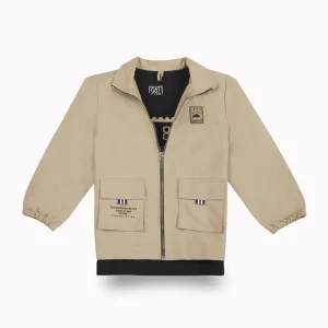 Gini And Jony Girls Beige Graphic Print Taffeta Woven Jacket Full Sleeves 9-10 Years