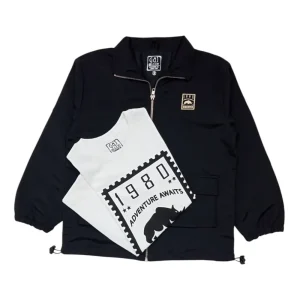 Gini And Jony Girls Black Graphic Print Taffeta Woven Jacket Full Sleeves 9-10 Years