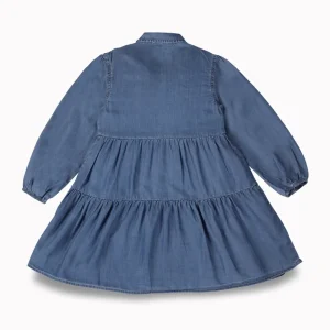 Gini And Jony Girls Blue Solid Denim Dress Full Sleeves