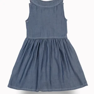 Gini And Jony Girls Blue Solid Denim Dress Sleeveless