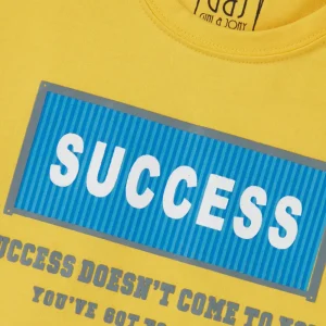 Gini And Jony Boys Yellow Typographic Print Cotton T-Shirt Half Sleeves