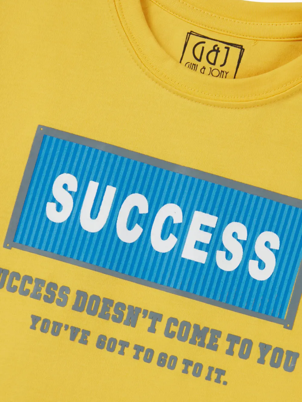 Gini And Jony Boys Yellow Typographic Print Cotton T-Shirt Half Sleeves
