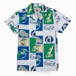 Gini And Jony Boys Off White Tropical Print Cotton Co-Ordinate Half Sleeves