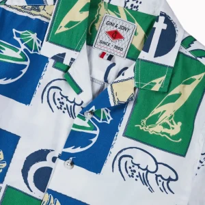 Gini And Jony Boys Off White Tropical Print Cotton Co-Ordinate Half Sleeves