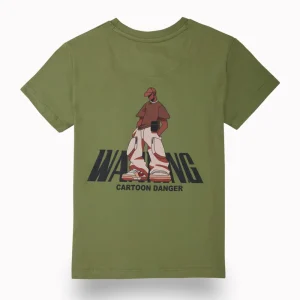 Gini And Jony Boys Olive Graphic Print Cotton T-Shirt Half Sleeves