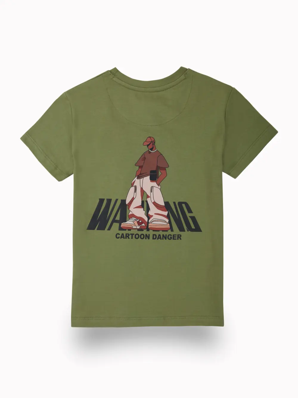 Gini And Jony Boys Olive Graphic Print Cotton T-Shirt Half Sleeves