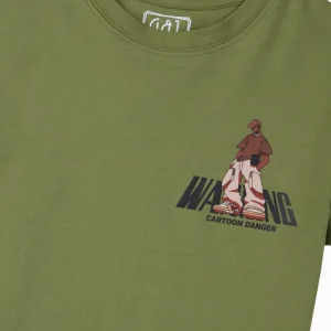 Gini And Jony Boys Olive Graphic Print Cotton T-Shirt Half Sleeves