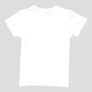 Gini And Jony Girls White Glitter Print Cotton Knits Top Half Sleeves 11-12 Years