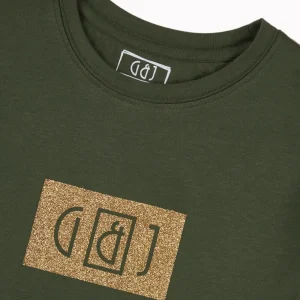 Gini And Jony Girls Green Glitter Print Cotton Knits Top Half Sleeves 9-10 Years