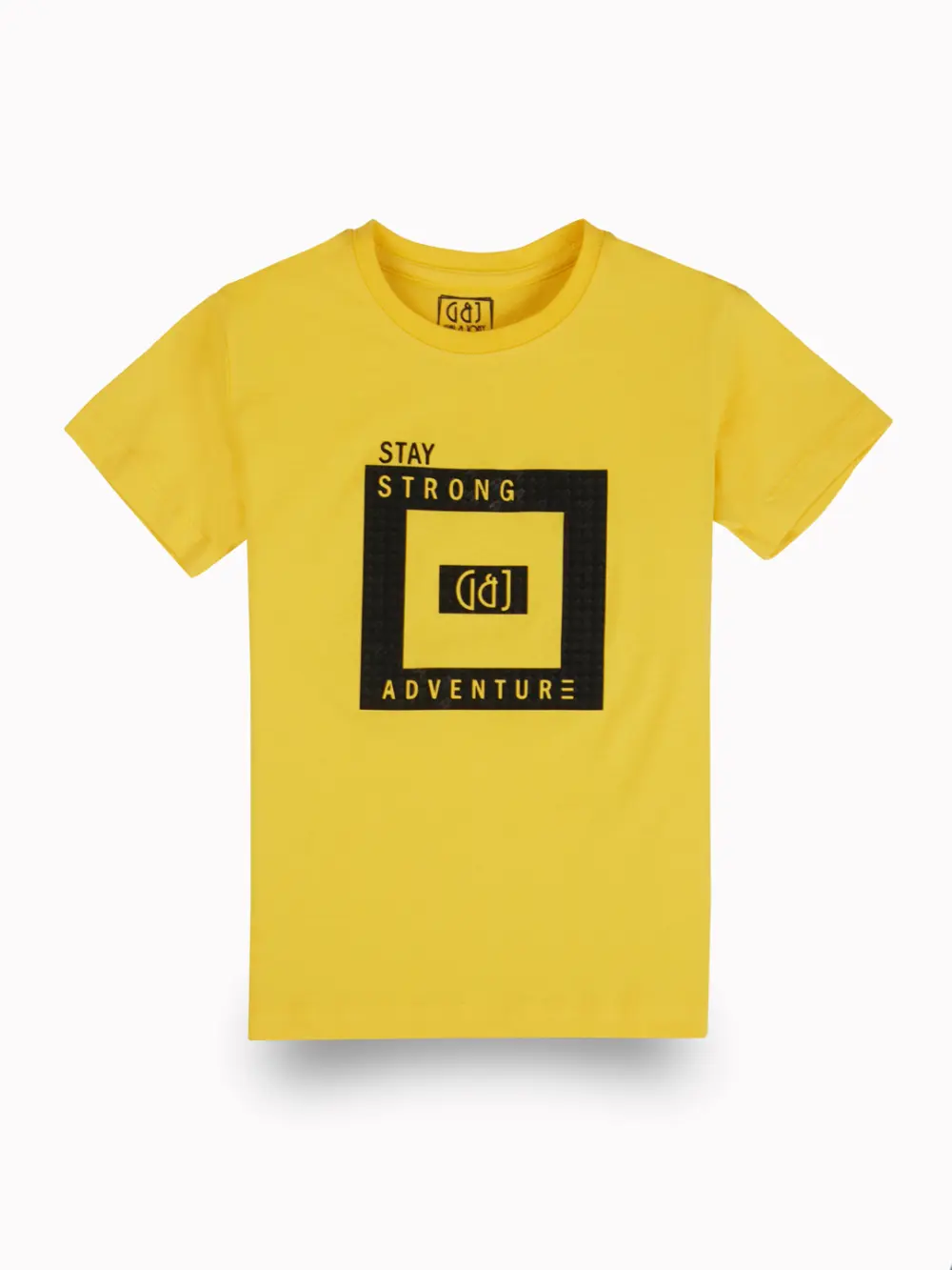 Gini And Jony Boys Yellow Typographic Print Cotton T-Shirt Half Sleeves