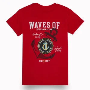 Gini And Jony Boys Red Graphic Print Cotton T-Shirt Half Sleeves