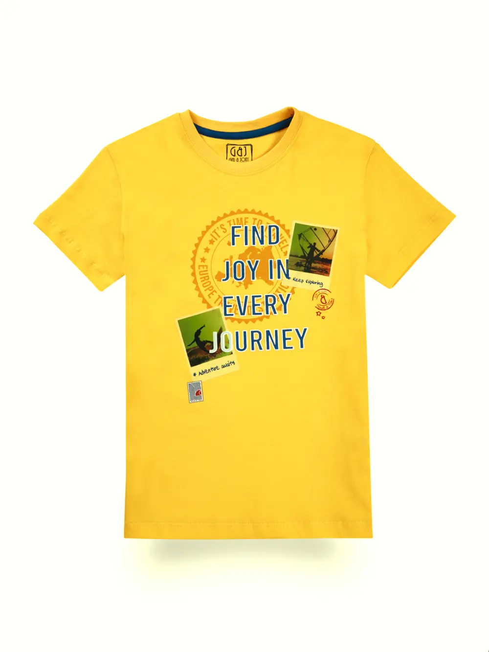 Gini And Jony Boys Yellow Graphic Print Cotton T-Shirt Half Sleeves