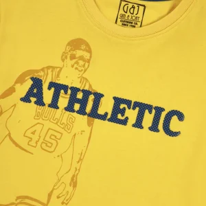 Gini And Jony Boys Yellow Graphic Print Cotton T-Shirt Half Sleeves