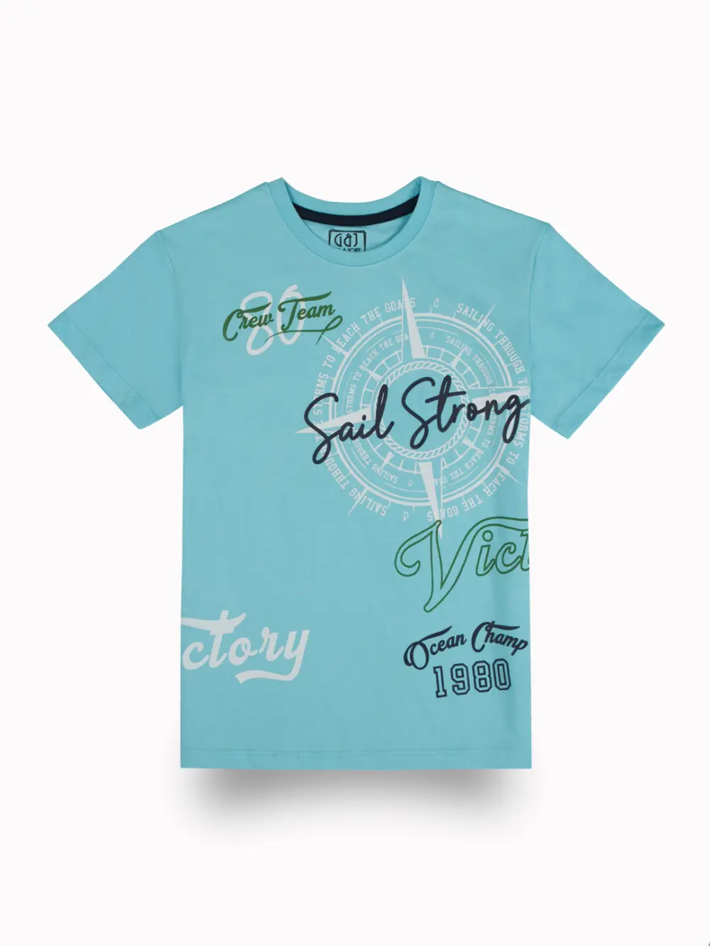 Gini And Jony Boys Blue Graphic Print Cotton T-Shirt Half Sleeves
