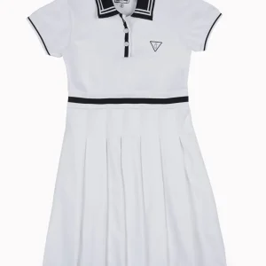 Gini And Jony Girls White Color Block Cotton Dress Half Sleeves