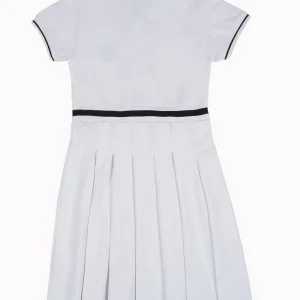 Gini And Jony Girls White Color Block Cotton Dress Half Sleeves
