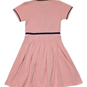Gini And Jony Girls Pink Color Block Cotton Dress Half Sleeves