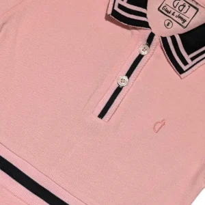 Gini And Jony Girls Pink Color Block Cotton Dress Half Sleeves