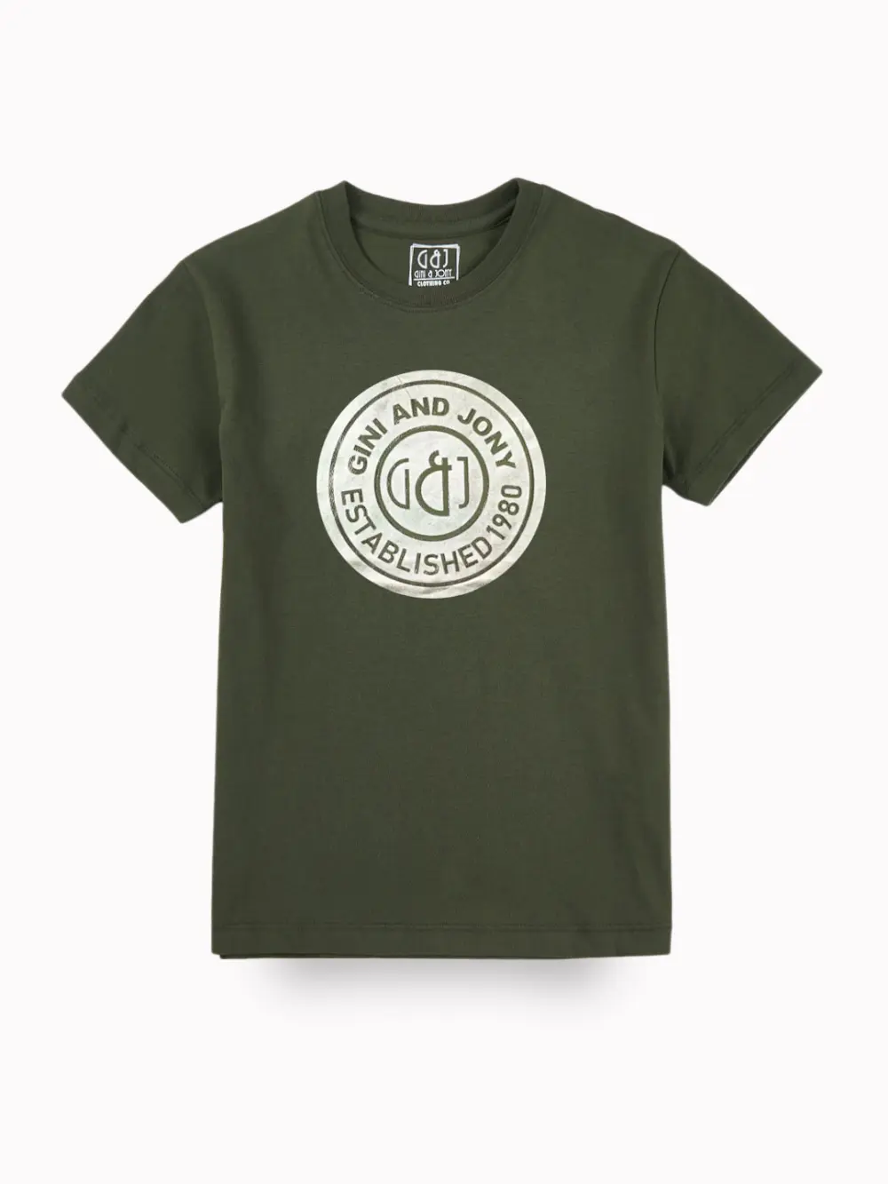 Gini And Jony Boys Green Typographic Print Cotton T-Shirt Half Sleeves