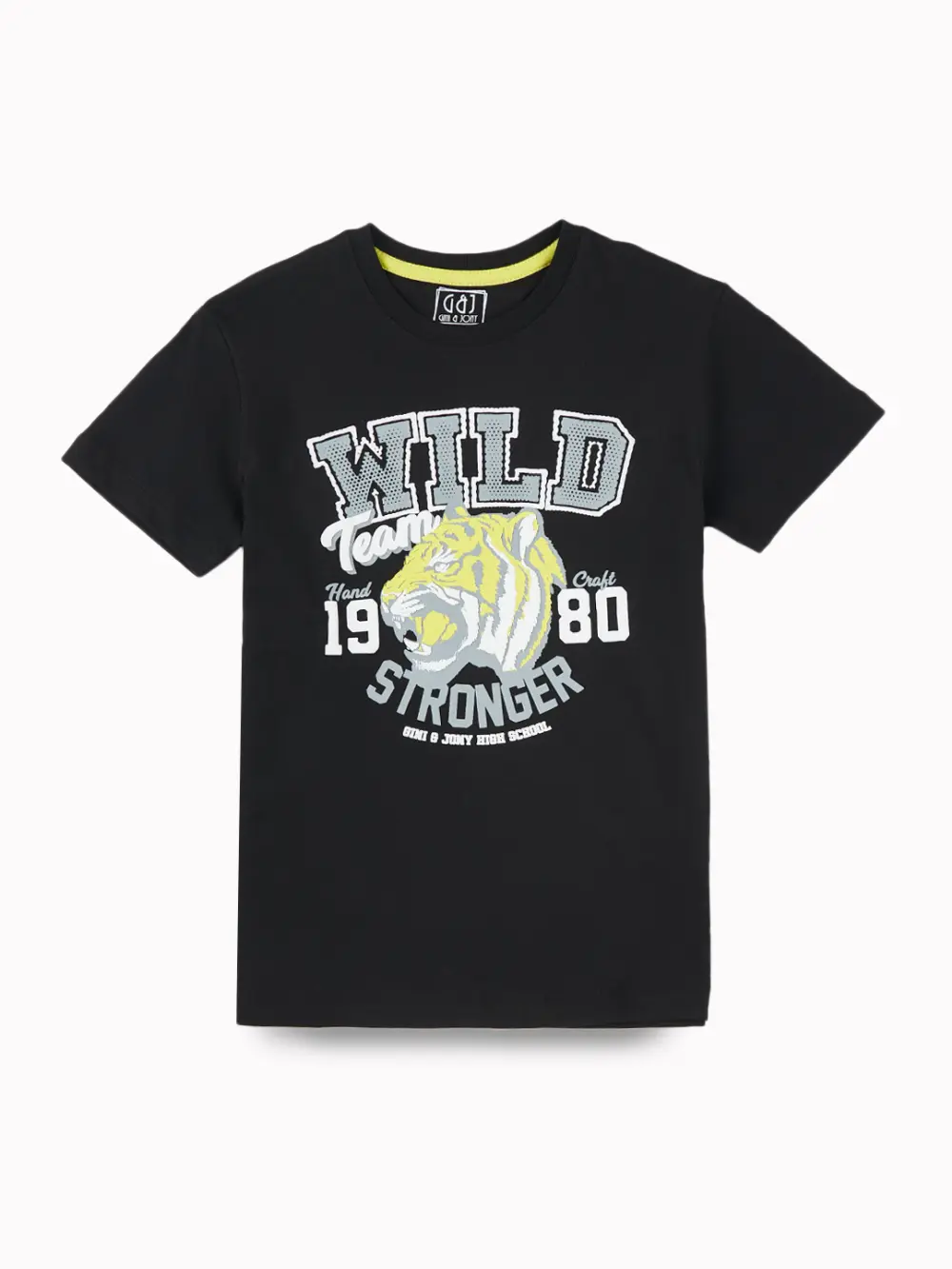 Gini And Jony Boys Black Graphic Print Cotton T-Shirt Half Sleeves