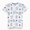 Gini And Jony Boys White Alphabetical Print Cotton T-Shirt Half Sleeves