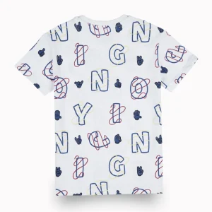 Gini And Jony Boys White Alphabetical Print Cotton T-Shirt Half Sleeves