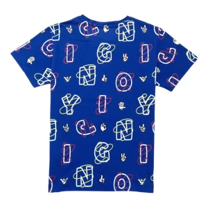 Gini And Jony Boys Blue Alphabetic Print Cotton T-Shirt Half Sleeves