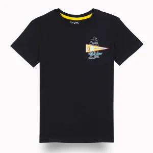 Gini And Jony Boys Black Graphic Print Cotton T-Shirt Half Sleeves